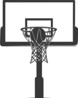 AI generated silhouette basketball ground hoop black color only vector