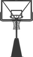 AI generated silhouette basketball ground hoop black color only vector