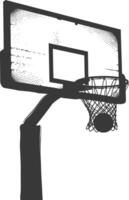 AI generated silhouette basketball ground hoop black color only vector