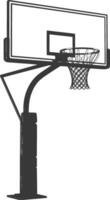 AI generated silhouette basketball ground hoop black color only vector