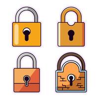 Lock Flat Illustrations Collection. Perfect for different cards, textile, web sites, apps vector