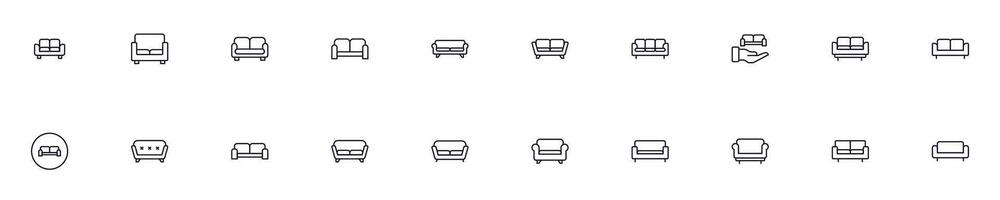 Set of vector outline symbols of sofa. Line icon perfect for web sites, newspapers, articles, book