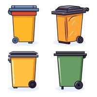 Trash Can Flat Illustrations Collection. Perfect for different cards, textile, web sites, apps vector