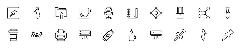 Office vector pictogram collection. Simple linear illustration that can be used as a design element for apps and websites