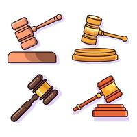 Judge Gavel Flat Illustrations Collection. Perfect for different cards, textile, web sites, apps vector