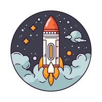 Spaceship Isolated Flat Illustration. Perfect for different cards, textile, web sites, apps vector