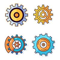 Gear Vivid Flat Illustration Collection. Perfect for different cards, textile, web sites, apps vector