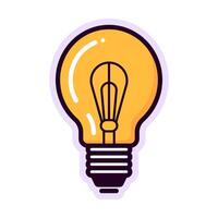 Yellow Light Bulb Isolated Flat Illustration. Perfect for different cards, textile, web sites, apps vector