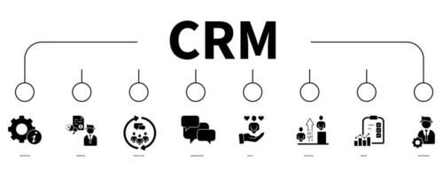 Customer relationship management banner web icon vector illustration concept