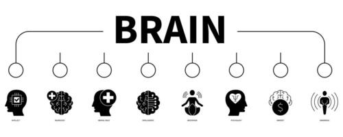 Brain banner web icon vector illustration concept