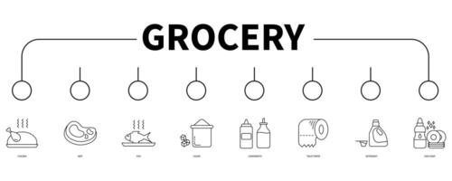 Grocery banner web icon vector illustration concept