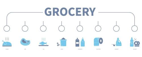 Grocery banner web icon vector illustration concept