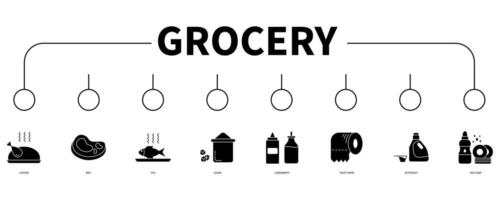 Grocery banner web icon vector illustration concept