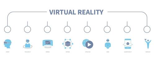 Virtual reality banner web icon vector illustration concept