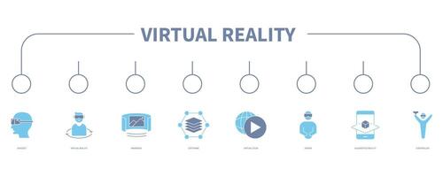 Virtual reality banner web icon vector illustration concept