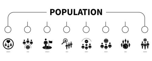 Population account banner web icon vector illustration concept