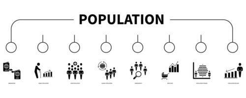 Population account banner web icon vector illustration concept