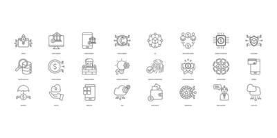 Fintech icons set. Set of editable stroke icons.Vector set of Fintech vector