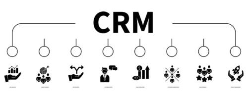 Customer relationship management banner web icon vector illustration concept