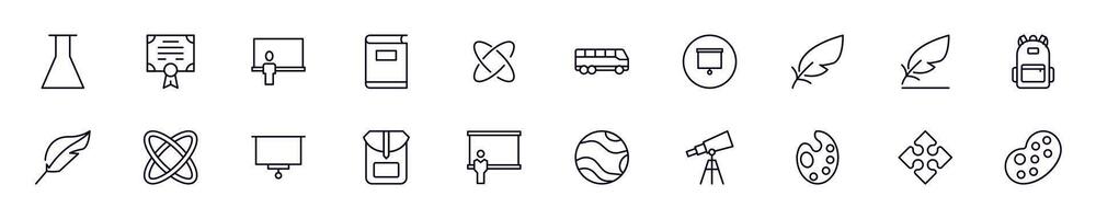 Simple outline signs of education, school, university. Line icons suitable for web sites, apps, infographics vector