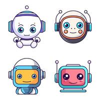 bonito robot asistencia plano ilustraciones recopilación. Perfecto para diferente tarjetas, textil, web sitios, aplicaciones vector