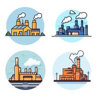 Factory Flat Illustrations Collection . Perfect for different cards, textile, web sites, apps vector