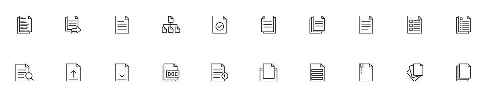 Document web outline symbols collection for stores, shops, banners, design vector