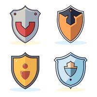 Shield Flat Illustrations Collections. Perfect for different cards, textile, web sites, apps vector