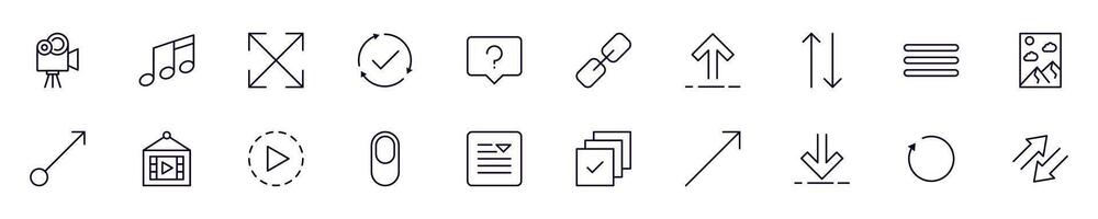 Essential signs for interface line vector pictograms pack. Editable stroke. Simple linear illustration that can be used as a design element for apps and websites