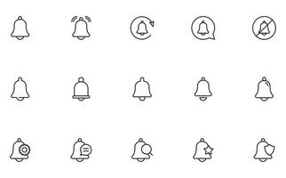 Collection of modern bell outline icons. Set of modern illustrations for mobile apps, web sites, flyers, banners etc isolated on white background. Premium quality signs. vector