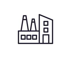 Single line icon of factory on isolated white background. High quality editable stroke for mobile apps, web design, websites, online shops etc. vector