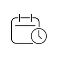 Calendar by Clock Vector icon for Advertisement. Suitable for books, stores, shops. Editable stroke in minimalistic outline style. Symbol for design