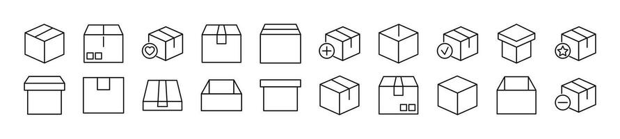 Set of thin line icons of boxes. Editable stroke. Simple linear illustration for web sites, newspapers, articles book vector