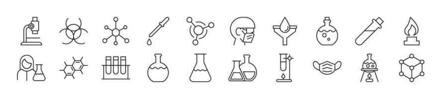 Chemistry Line Icons collection. Editable stroke. Simple linear illustration for web sites, newspapers, articles book vector