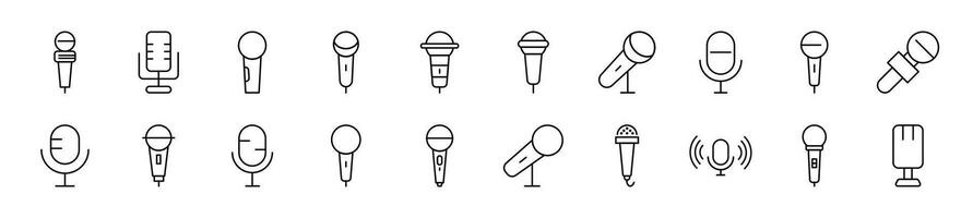 Microphone Line Icons collection. Editable stroke. Simple linear illustration for web sites, newspapers, articles book vector