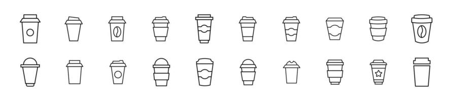 Coffee vector images drawn with thin line. Editable stroke. Simple linear illustration for web sites, newspapers, articles book