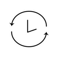 Clock Vector Sign. Suitable for books, stores, shops. Editable stroke in minimalistic outline style. Symbol for design