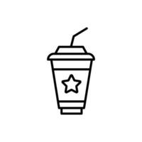 Star on Disposable Cup Vector Symbol for Stores and Shops. Suitable for books, stores, shops. Editable stroke in minimalistic outline style. Symbol for design