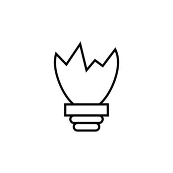 Broken Lamp Vector Sign for Shops and Stores. Suitable for books, stores, shops. Editable stroke in minimalistic outline style. Symbol for design