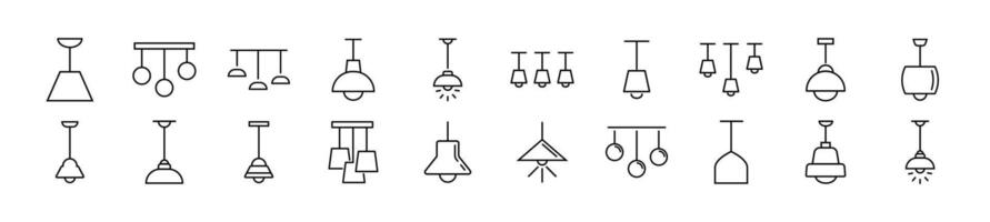 Chandelier linear vector icons collection. Editable stroke. Simple linear illustration for web sites, newspapers, articles book