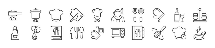 Chef Linear vector icons collection. Editable stroke. Simple linear illustration for web sites, newspapers, articles book