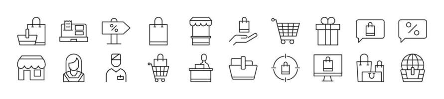 Seller Line Icons collection. Editable stroke. Simple linear illustration for web sites, newspapers, articles book vector