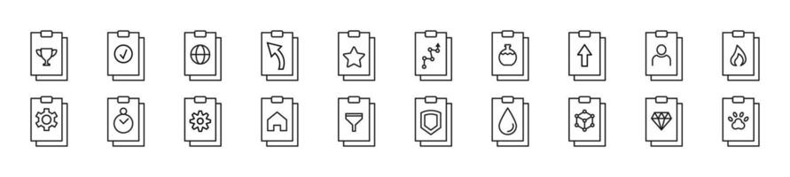 Clipboard linear vector icons collection. Editable stroke. Simple linear illustration for web sites, newspapers, articles book