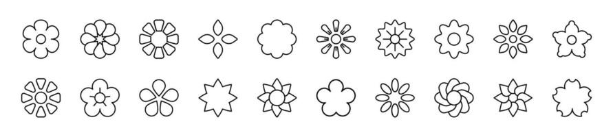 Collection of thin signs of flower. Editable stroke. Simple linear illustration for stores, shops, banners, design vector