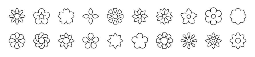 Set of line icons of flower. Editable stroke. Simple outline sign for web sites, newspapers, articles book vector