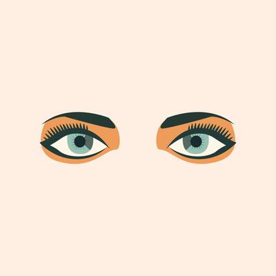 Green Eyes Vivid Flat Image. Perfect for different cards, textile, web sites, apps
