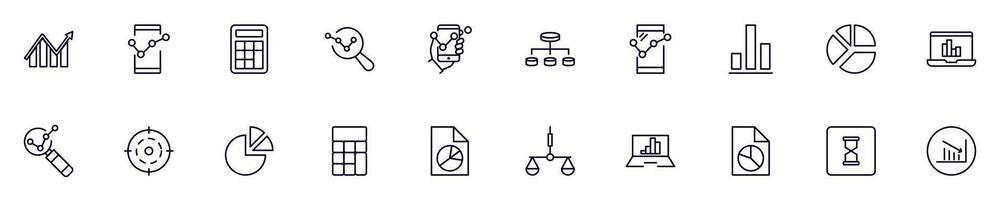 Business and analytics vector images collection. Simple linear illustration that can be used as a design element for apps and websites