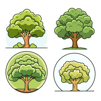 Tree Flat Illustrations Collection. Perfect for different cards, textile, web sites, apps vector