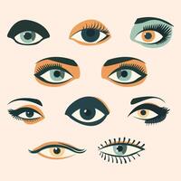 Eye Flat Illustrations Collection. Perfect for different cards, textile, web sites, apps vector