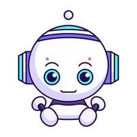 Nice Robot Assistance Vector Flat Illustration. Perfect for different cards, textile, web sites, apps